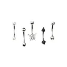 Multi-Pack CZ Black and Butterfly Curved Barbells 5 Pack - 16 Gauge at Spencer's