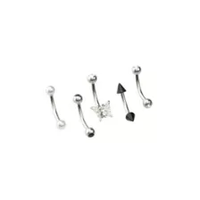 Multi-Pack CZ Black and Butterfly Curved Barbells 5 Pack - 16 Gauge at Spencer's