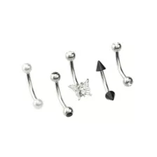 Multi-Pack CZ Black and Butterfly Curved Barbells 5 Pack - 16 Gauge at Spencer's