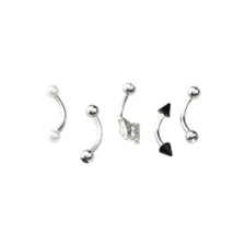 Multi-Pack CZ Black and Butterfly Curved Barbells 5 Pack - 16 Gauge at Spencer's