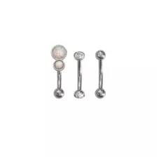 Multi-Pack White CZ Gem Curved Barbells 3 Pack - 16 Gauge at Spencer's