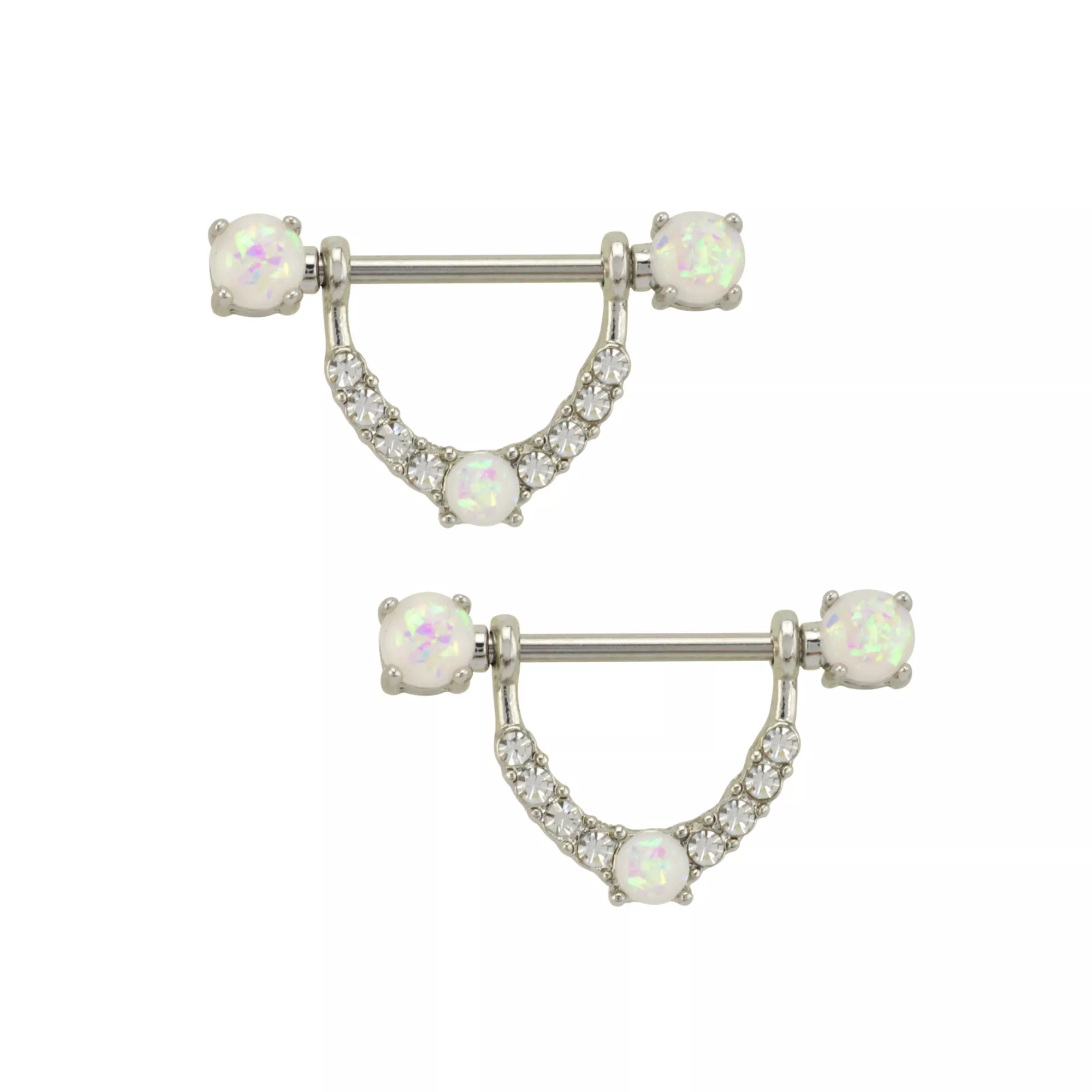 CZ and Opal-Effect Nipple Shields - 14 Gauge at Spencer's