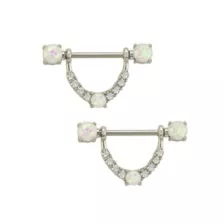 CZ and Opal-Effect Nipple Shields - 14 Gauge at Spencer's