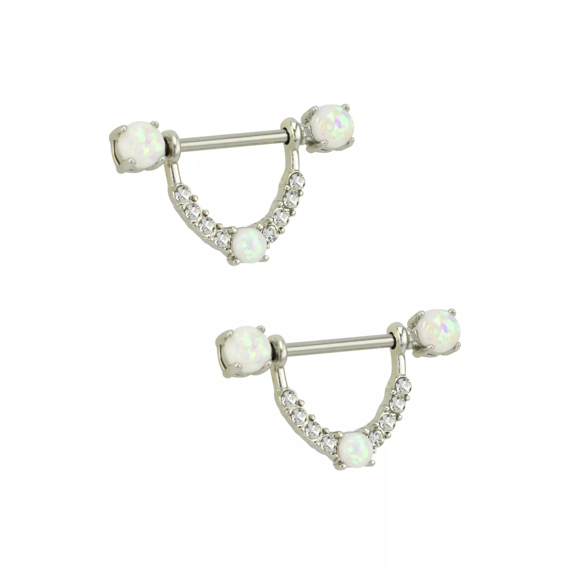 CZ and Opal-Effect Nipple Shields - 14 Gauge at Spencer's