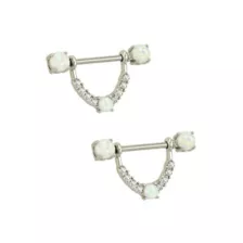 CZ and Opal-Effect Nipple Shields - 14 Gauge at Spencer's