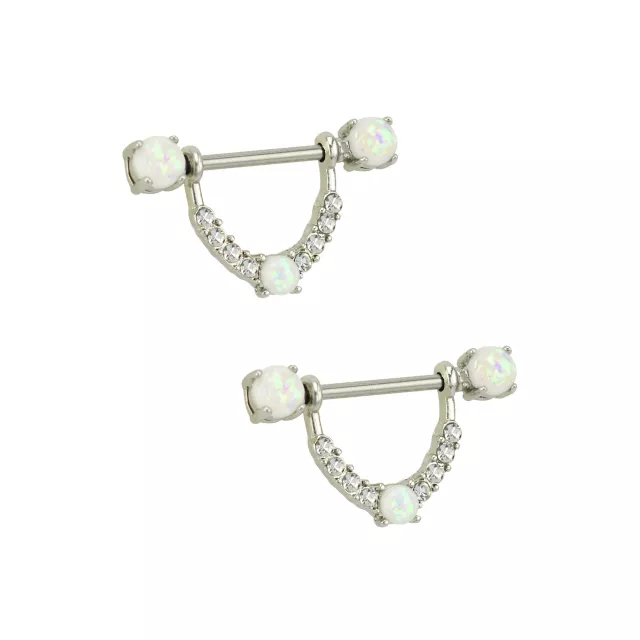 CZ and Opal-Effect Nipple Shields - 14 Gauge at Spencer's