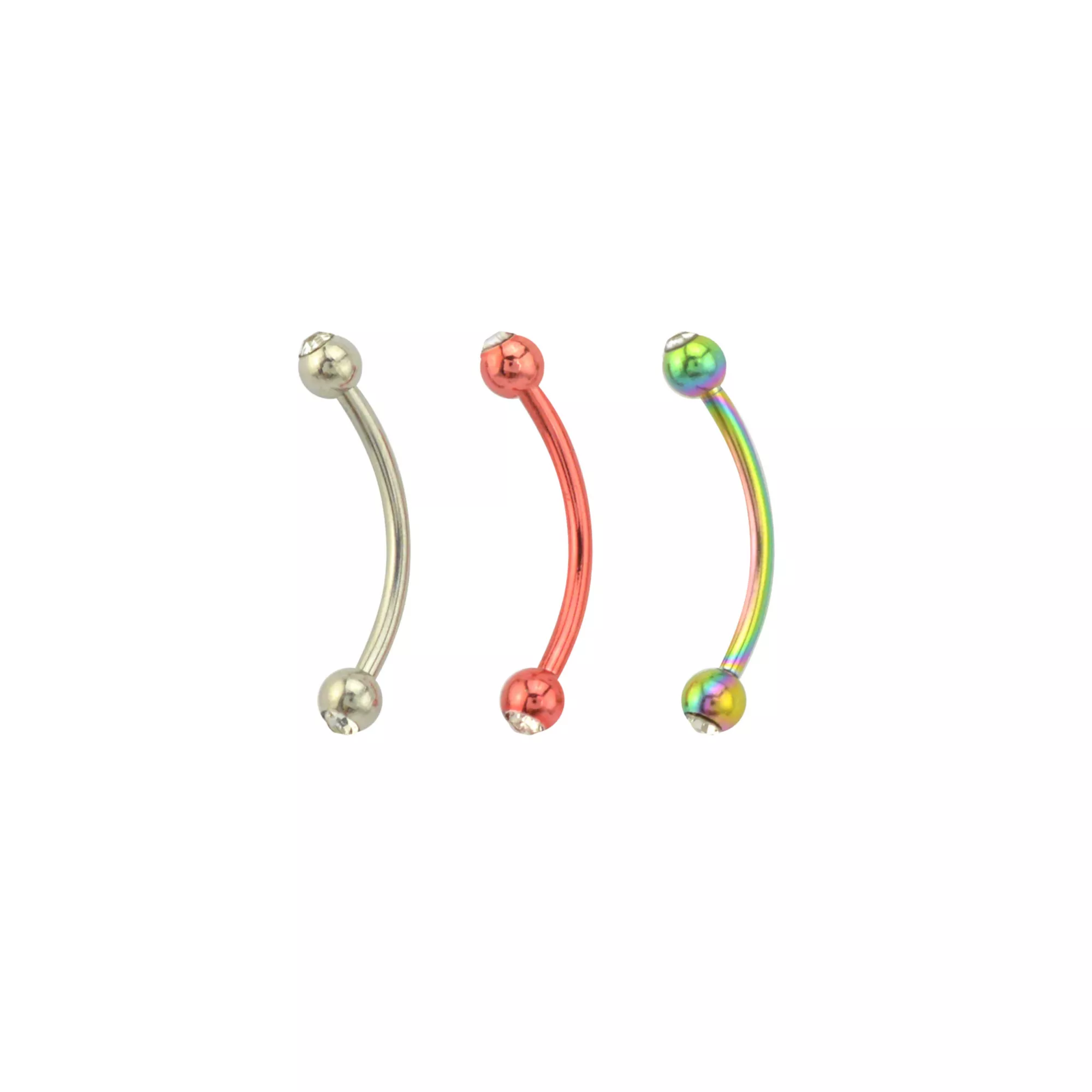 Multi-Pack CZ Red and Oil Slick Curved Barbells 3 Pack - 16 Gauge at Spencer's