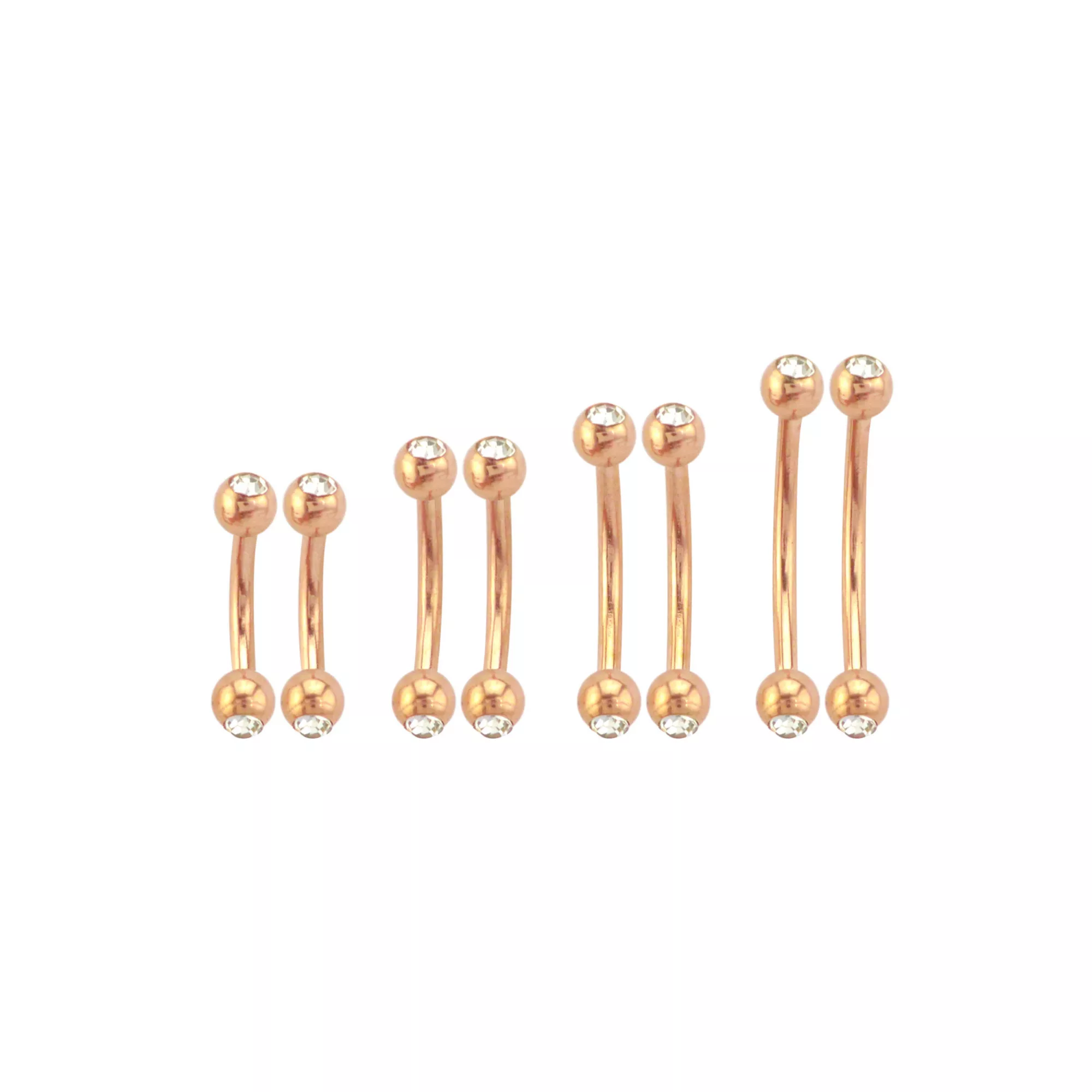 Multi-Pack Double CZ Rose Goldtone Curved Barbells 8 Pack - 16 Gauge at Spencer's