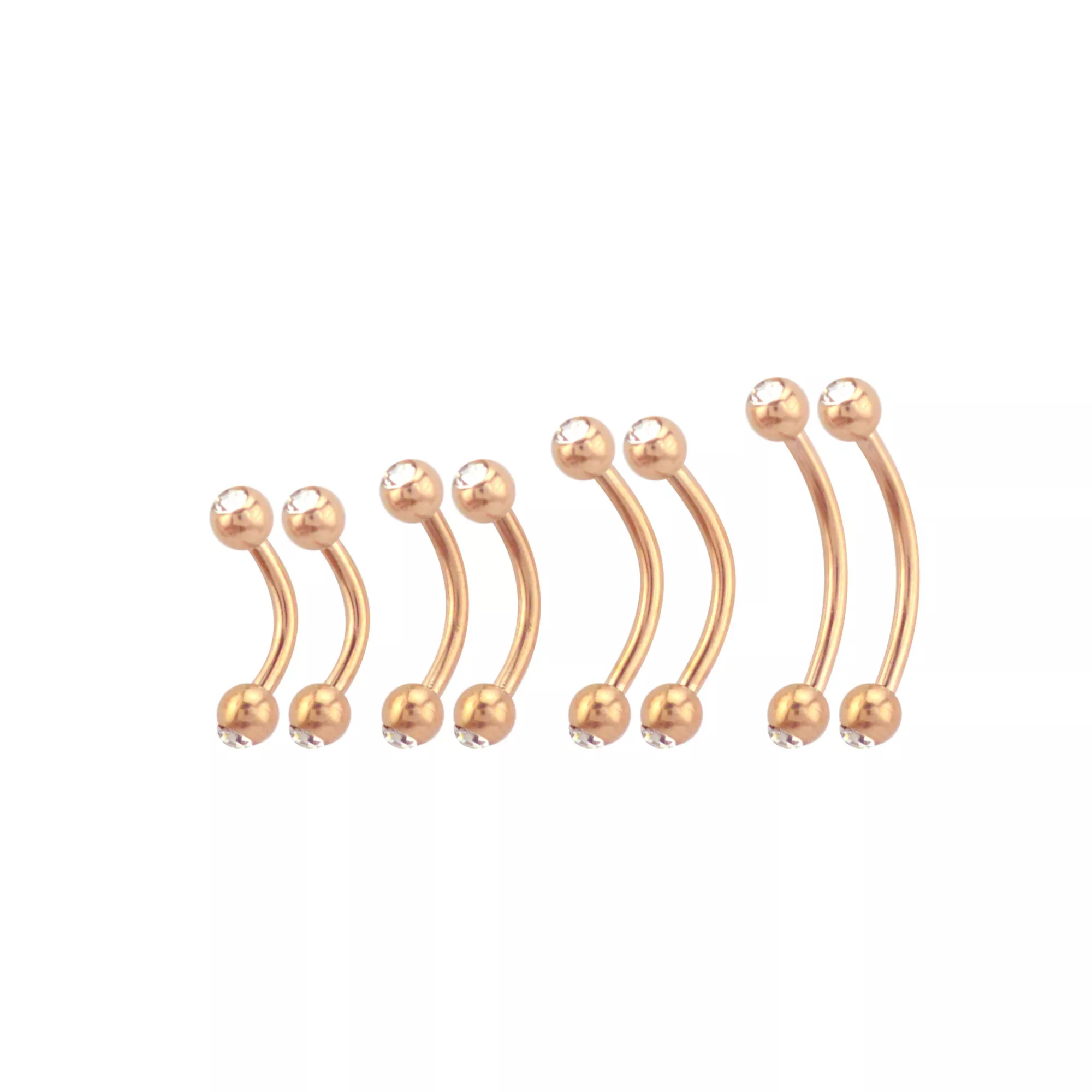 Multi-Pack Double CZ Rose Goldtone Curved Barbells 8 Pack - 16 Gauge at Spencer's