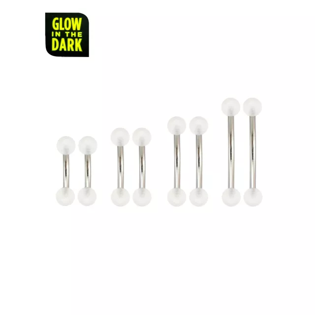 Multi-Pack Glow in the Dark Eyebrow Barbells- 16 Gauge at Spencer's