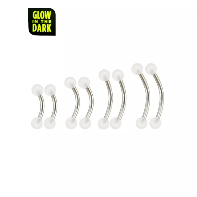 Multi-Pack Glow in the Dark Eyebrow Barbells- 16 Gauge at Spencer's
