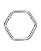 Hexagon Hinged Hoop Nose Ring - 16 Gauge