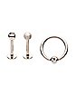 Multi-Pack CZ Captive Ring and Labret Lip Rings 3 Pack - 16 Gauge