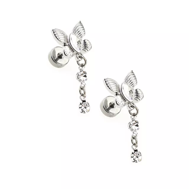 CZ Butterfly Dangle Fake Plugs - 18 Gauge at Spencer's