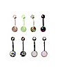 Multi-Pack CZ Multi-Color Iridescent Belly Rings 8 Pack - 14 Gauge