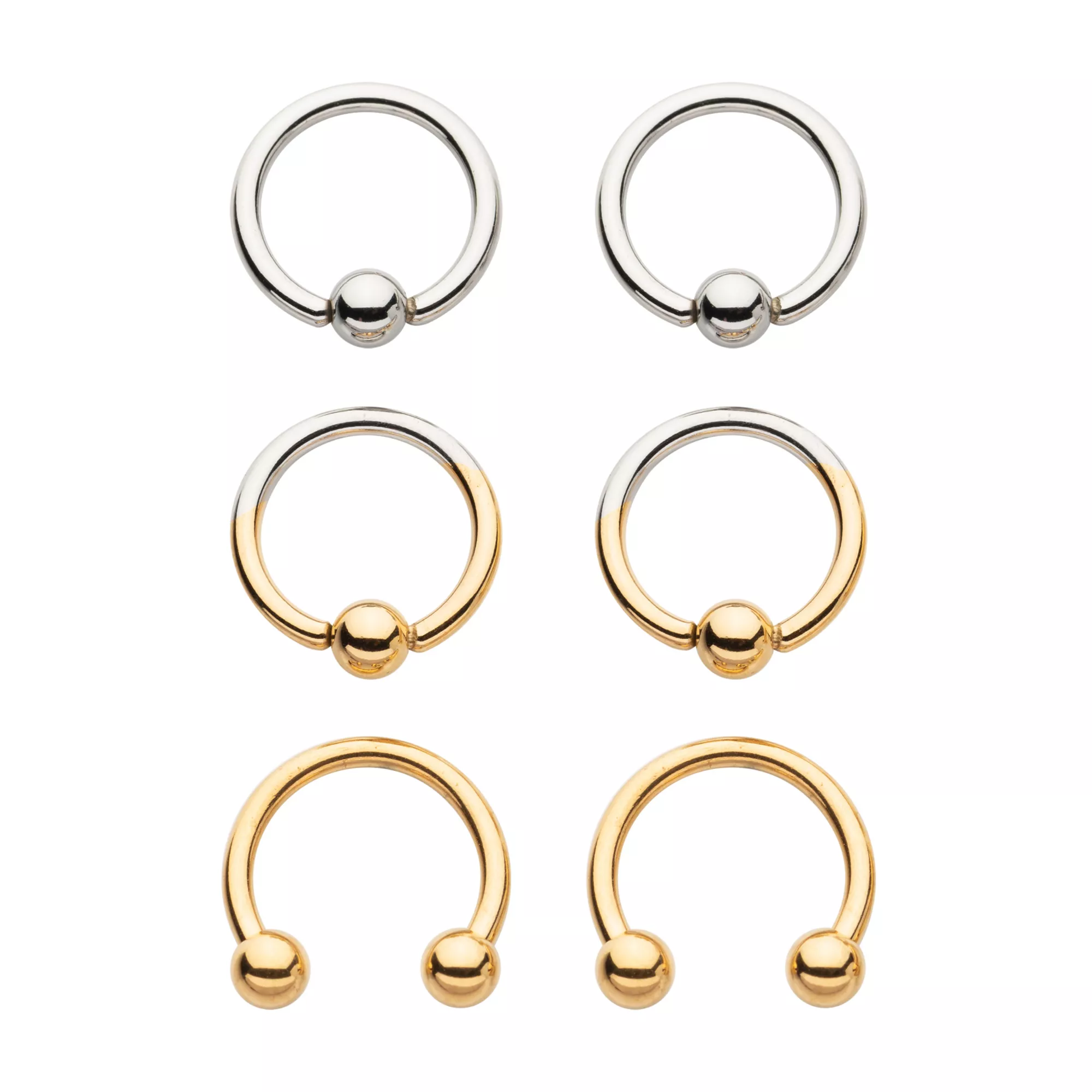 Multi-Pack Gold Plated Ombre Earrings 6 Pack- 16 Gauge at Spencer's