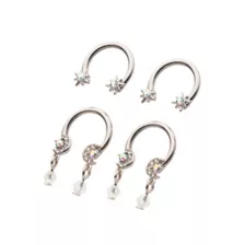 Multi-Pack Moon Gem Dangle Horseshoe Rings 4 Pack - 14 Gauge at Spencer's