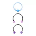Multi-Pack Purple Horseshoe Rings and Bioflex Captive Ring 3 Pack - 16 Gauge at Spencer's
