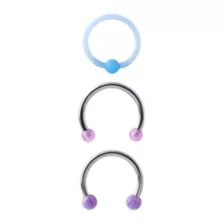 Multi-Pack Purple Horseshoe Rings and Bioflex Captive Ring 3 Pack - 16 Gauge at Spencer's