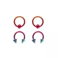 Multi-Pack Rainbow Ombre Horseshoe Rings 4 Pack - 16 Gauge at Spencer's