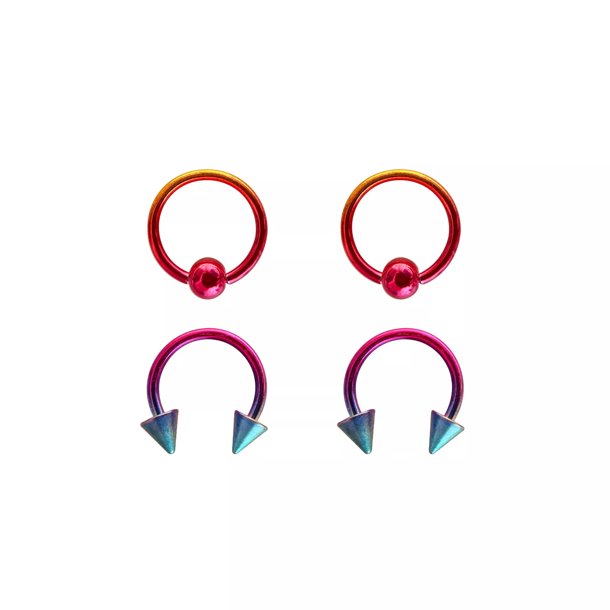 Multi-Pack Rainbow Ombre Horseshoe Rings 4 Pack - 16 Gauge at Spencer's