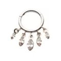 CZ  Five Gem Dangle Hinged Hoop Septum Ring - 16 Gauge at Spencer's