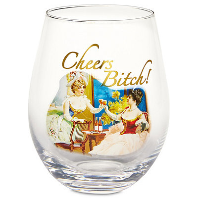 Queen Cute Funny Stemless Wine Glass Large 17 Ounce Size 