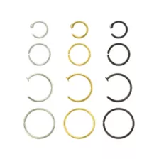 Multi-Pack CZ Goldtone and Black Hoop Nose Rings and Half Hoop Nose Rings 12 Pack - 20 Gauge at Spencer's