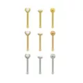 Multi-Pack CZ Silvertone and Goldtone Nose Pins 9 Pack- 20 Gauge at Spencer's
