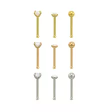 Multi-Pack CZ Silvertone and Goldtone Nose Pins 9 Pack- 20 Gauge at Spencer's