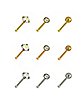 Multi-Pack CZ Silvertone and Goldtone Nose Pins 9 Pack- 20 Gauge