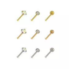 Multi-Pack CZ Silvertone and Goldtone Nose Pins 9 Pack- 20 Gauge at Spencer's