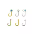 Multi-Pack Teal CZ Screw Nose Rings 6 Pack - 20 Gauge at Spencer's