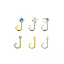 Multi-Pack Teal CZ Screw Nose Rings 6 Pack - 20 Gauge at Spencer's