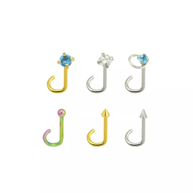 Multi-Pack Teal CZ Screw Nose Rings 6 Pack - 20 Gauge at Spencer's