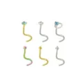 Multi-Pack Teal CZ Screw Nose Rings 6 Pack - 20 Gauge at Spencer's
