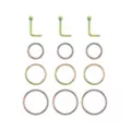 Multi-Pack Rainbow L-Bend and Hoop Nose Rings 12 Pack - 20 Gauge at Spencer's