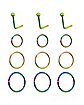Multi-Pack Rainbow L-Bend and Hoop Nose Rings 12 Pack - 20 Gauge