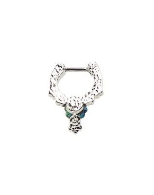 Silverstone Dangle Rose Clicker Septum Ring - 16 Gauge