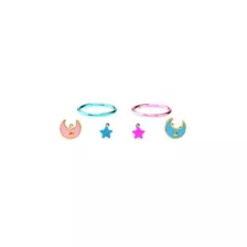 Multi-Pack Pink and Blue Celestial Hoop Nose Ring and Nose Pin 6 Pack - 20 Gauge at Spencer's