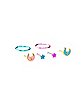Multi-Pack Pink and Blue Celestial Hoop Nose Ring and Nose Pin 6 Pack - 20 Gauge