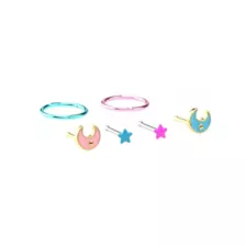 Multi-Pack Pink and Blue Celestial Hoop Nose Ring and Nose Pin 6 Pack - 20 Gauge at Spencer's