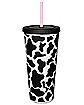 Howdy Fuckers Cow Print Cup with Straw- 20 oz.