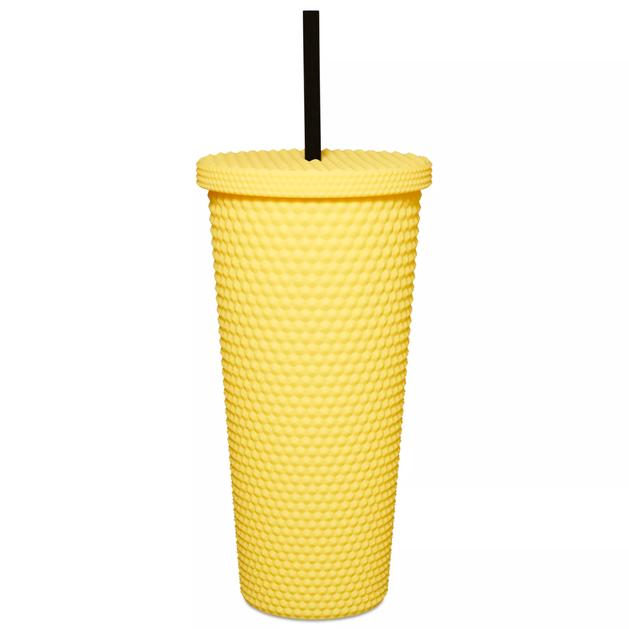 Yellow Daisy Textured Cup with Straw- 20 oz.