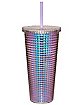 Iridescent Butterfly Textured Cup with Straw- 20 oz.