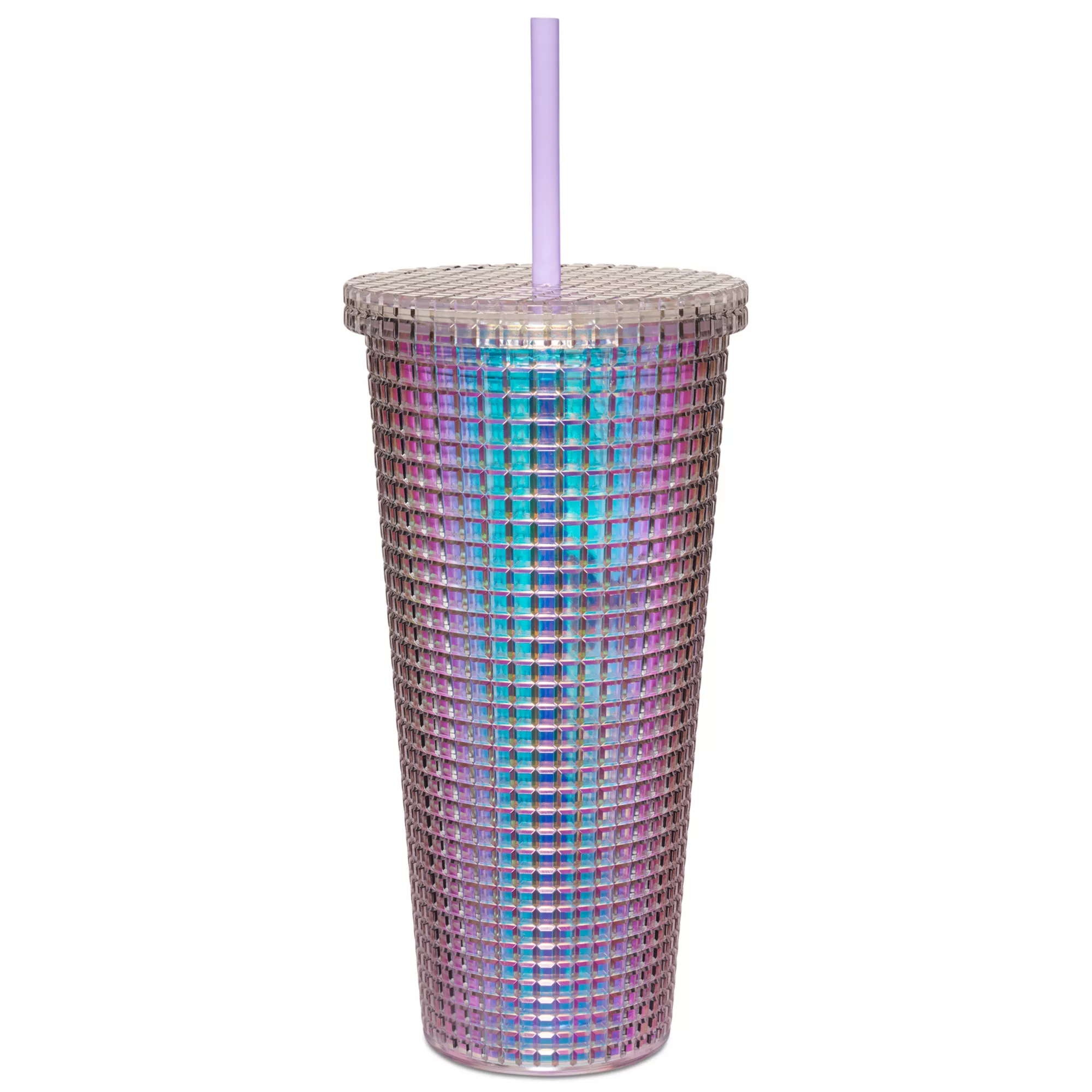 Iridescent Butterfly Textured Cup with Straw- 20 oz. at Spencer's