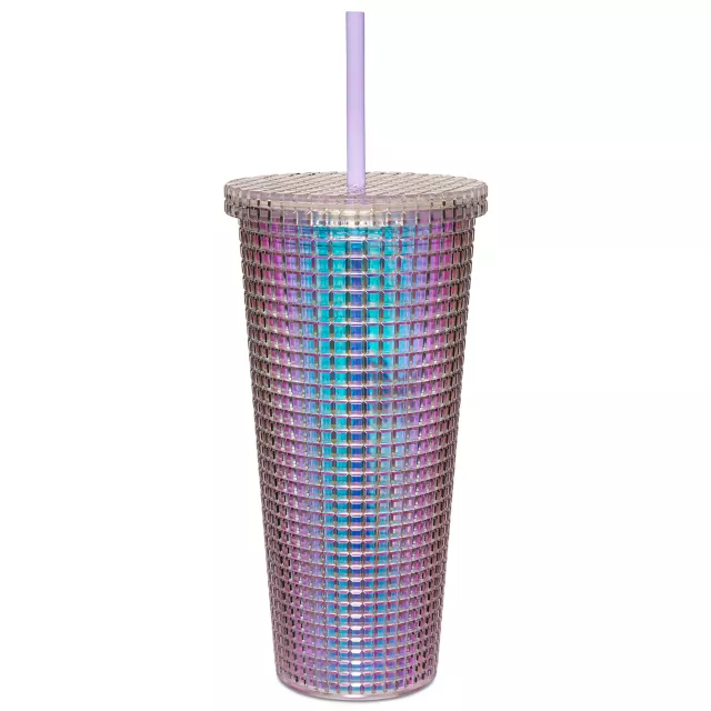 Iridescent Butterfly Textured Cup with Straw- 20 oz. at Spencer's