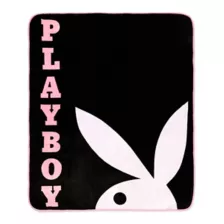 Black Playboy Reversible Fleece Blanket at Spencer's
