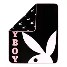 Black Playboy Reversible Fleece Blanket at Spencer's