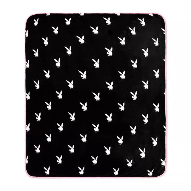 Black Playboy Reversible Fleece Blanket at Spencer's